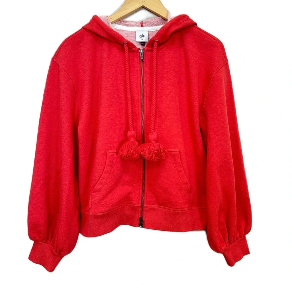 CAbi Deluxe Hoodie Zip Up Red Jacket Women’s Medium‎ #5657 NEW